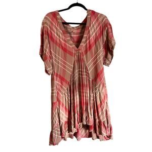 Free People Agnes Plaid Mini Dress in Ballet Combo Size Small Slouchy